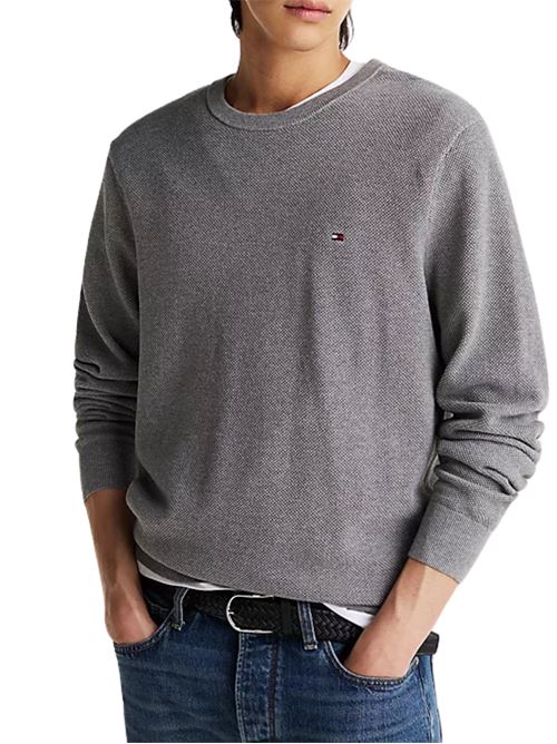 Maglioncino uomo grigio in cotone Tommy Hilfiger | MW0MW36347P91